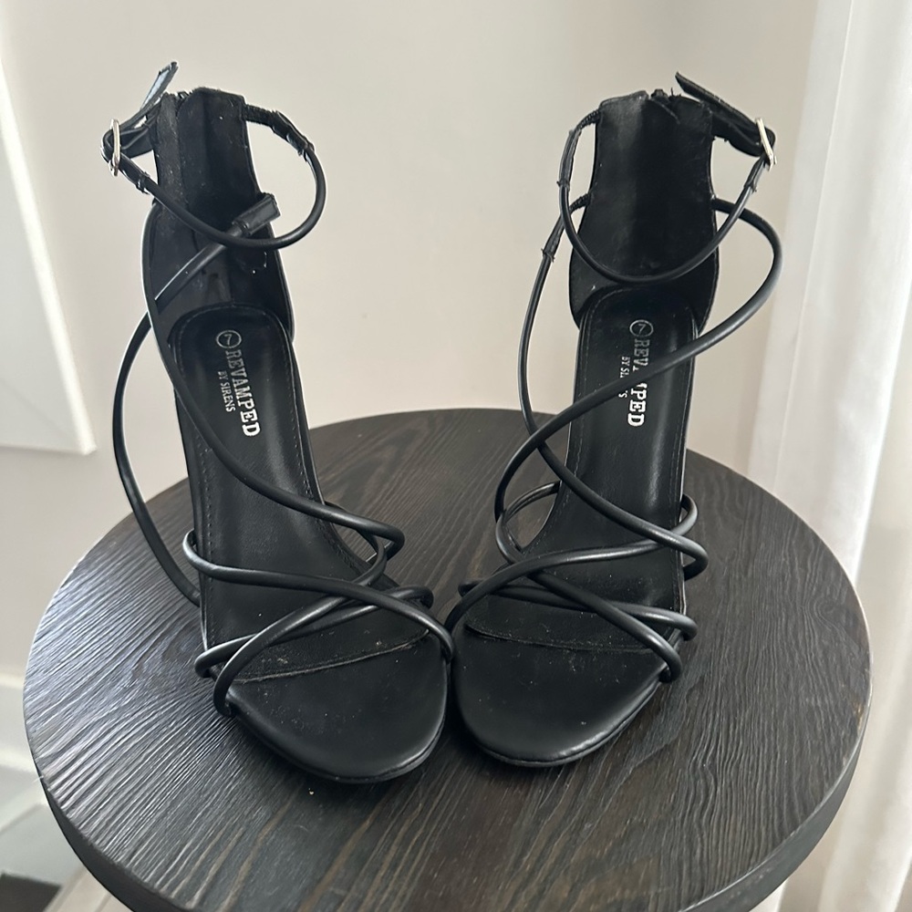 Revamped Black Strappy Heels SOLD